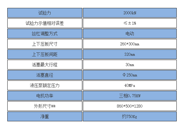 200吨压力机规格参数