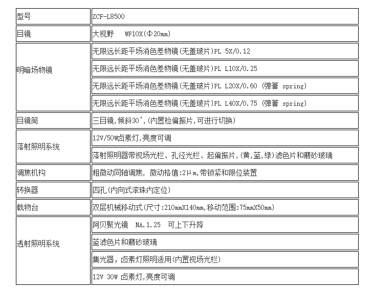 电脑型三目正置式多功能金相显微镜技术参数