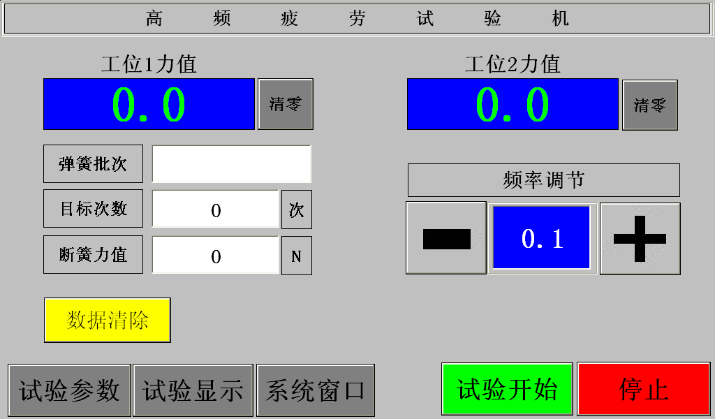 双工位高频疲劳机 数据显示界面